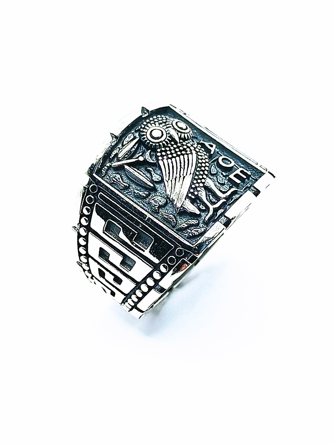 Silver 925 handmade spartan ring, MODEL-SIZE: 1-Height approx. 1.8cm-SIZE 64 EUR U(1/2) UK 11 USA