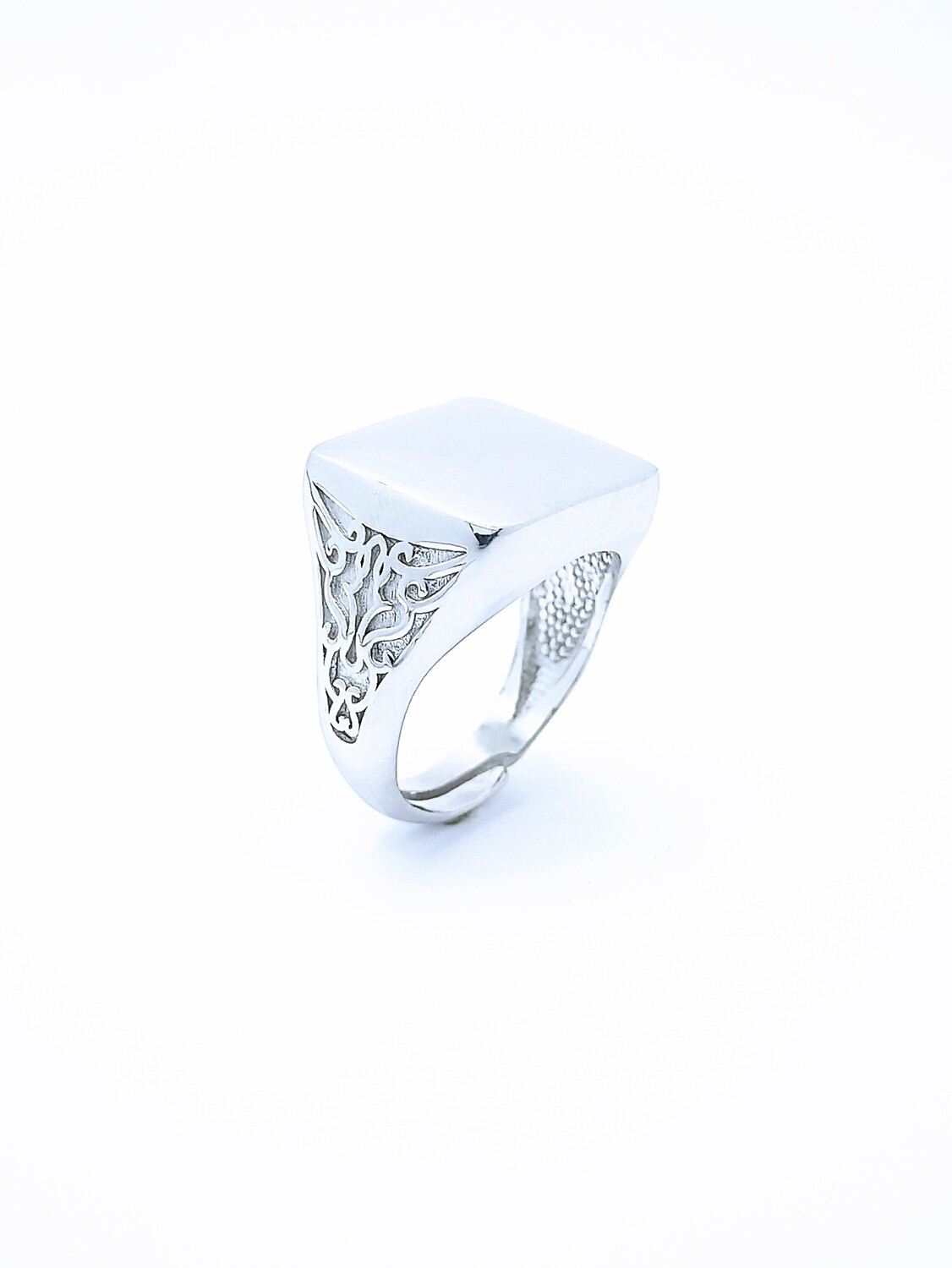 Silver 925 handmade engraved men ring, MODEL-SIZE: 1-SQUARE-SIZE : 60 EUR R(1/2) UK 9 USA Adjustable