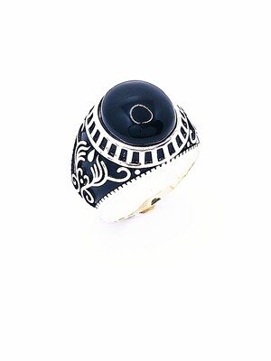 Silver 925 handmade onyx stone men ring, MODEL-STONE SIZE-SIZE: 1-Stone size:1.4x1.2cm-SIZE 64 EUR U(1/2) UK 11 USA