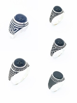 Silver 925 handmade onyx stone greek men ring