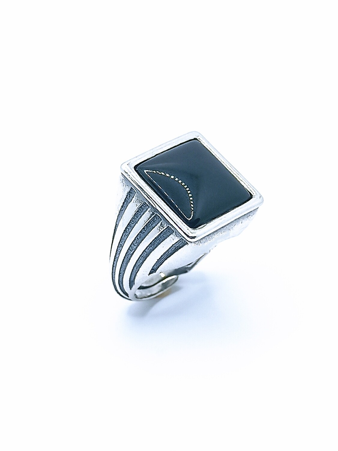 Silver 925 square onyx stone men ring, MODEL-STONE SIZE-SIZE: 1-Stone size:1.4cm-SIZE 57 EUR P UK 8 USA adjustable