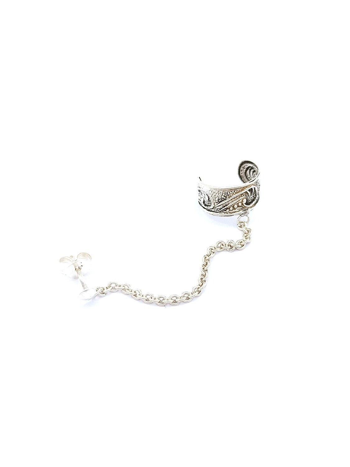 Silver 925 single ear cuff, MODEL-WIDTH: 1-Hoop Width : 0.6cm