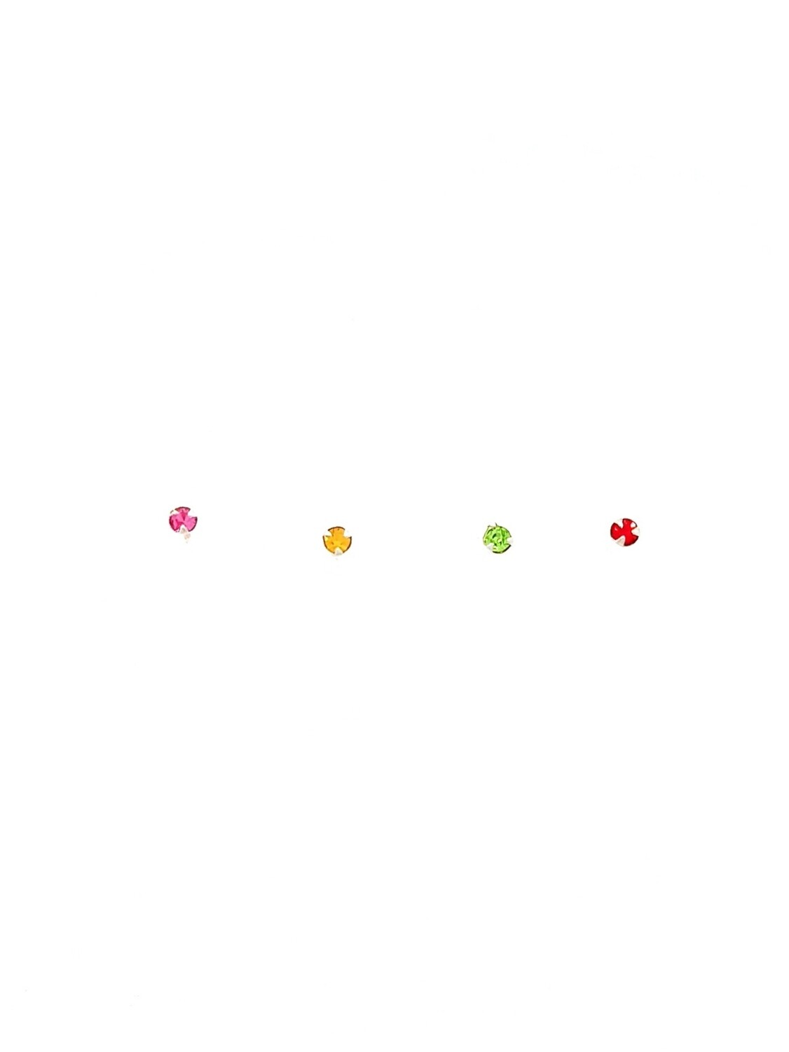 Silver 925 set of 4 round nose earring, COLOR: 1-Set Color : Rose,Yellow,Red &amp; Green