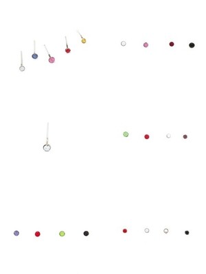 Silver 925 set of 4 round nose earring