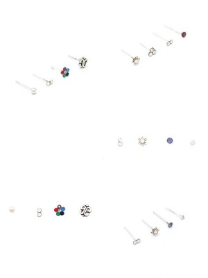 Silver 925 set of 4 nose stud earring