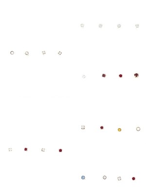 Silver 925 set of 4 nose stud earring