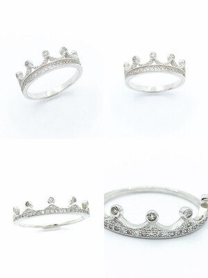 Silver 925 crown white stone ring