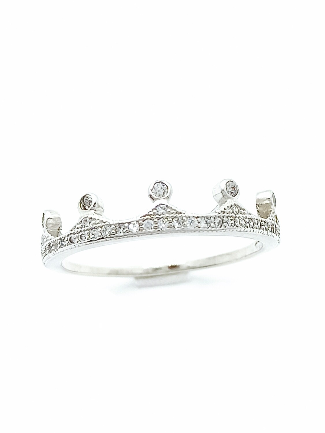 Silver 925 crown white stone ring, MODEL-SIZE: 1-SIZE 55 EUR O UK 7.5 USA