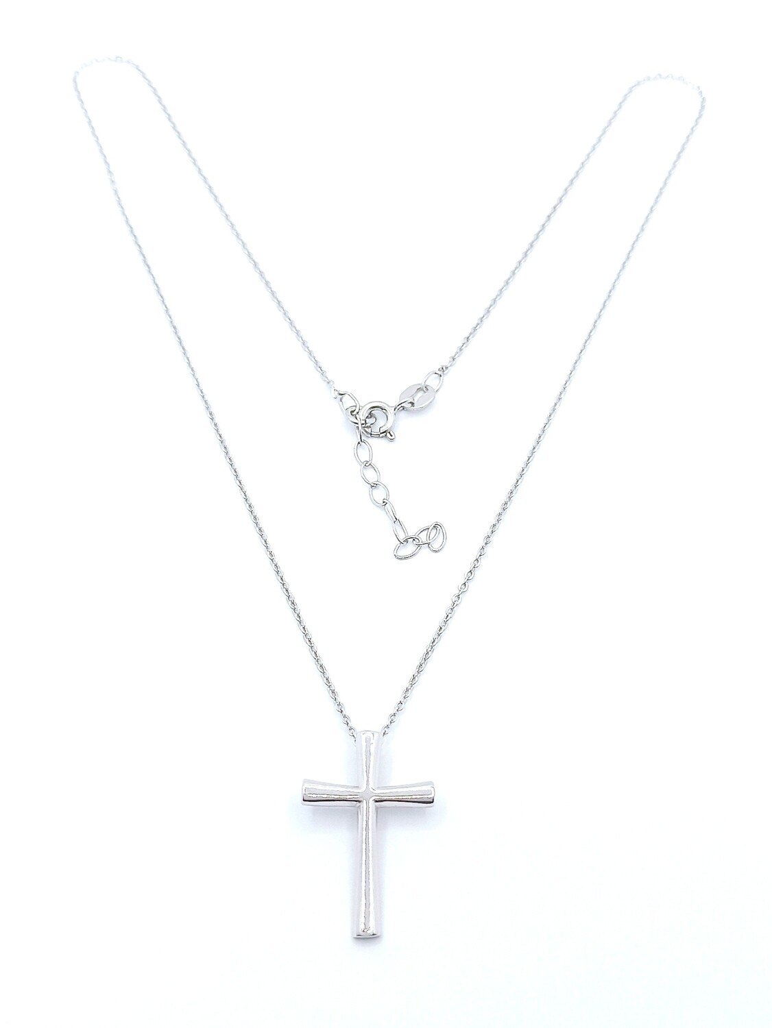 Silver 925 cross white or rose necklace, MODEL-COLOR-PENDANT SIZE-CHAIN LENGTH: 1-White-Pendant Height: 2.3cm-Width: 1.5cm-Chain Length: 40+3cm Adjustable