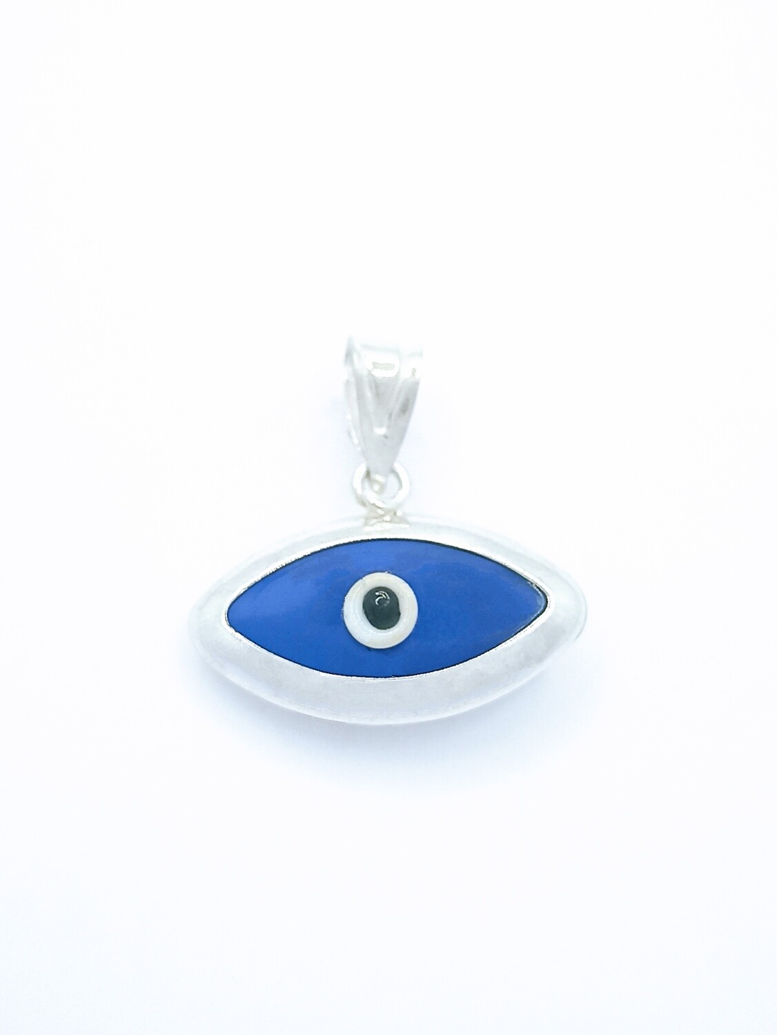 Silver 925 evil eye pendant eye shape murano stone, MODEL-COLOR-SIZE: 1-Blue-Pendant Heigth : 1.9cm-Width : 1.8cm