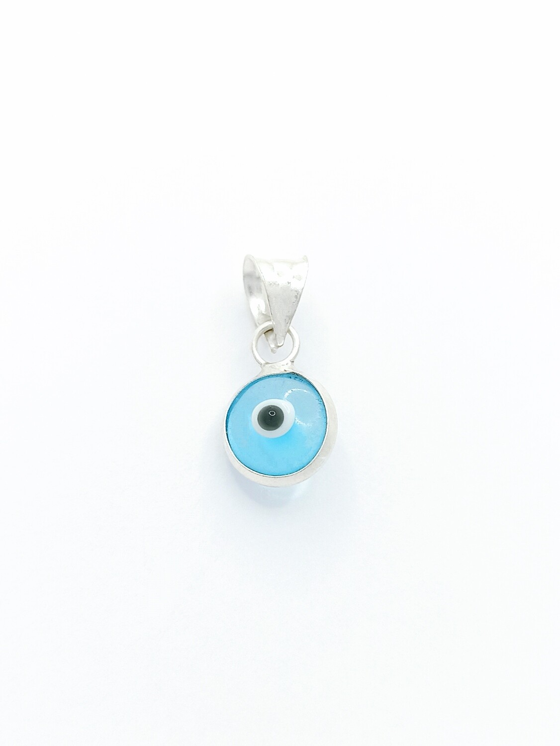 Silver 925 evil eye murano stone pendant, MODEL-COLOR-SIZE: 1-Crystal blue-Pendant Heigth : 1.5cm-Width : 0.6cm
