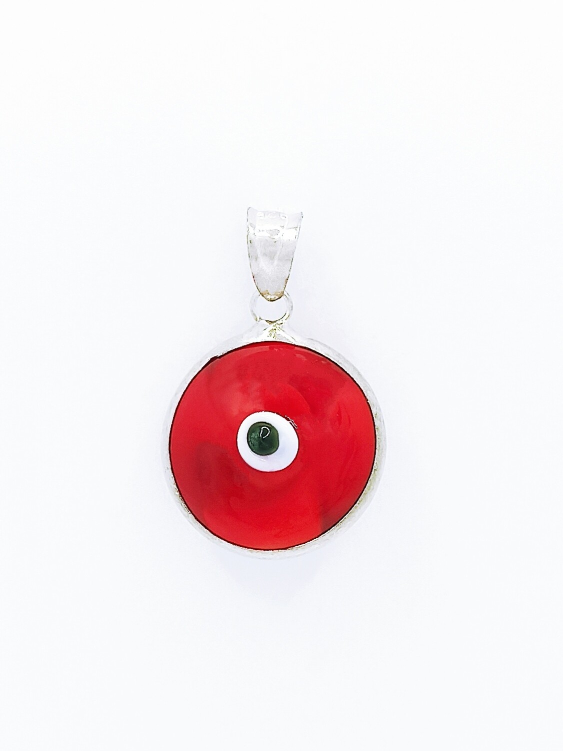 Silver 925 evil eye big murano stone pendant, COLOR: Red coral