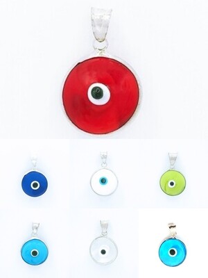 Silver 925 evil eye big murano stone pendant