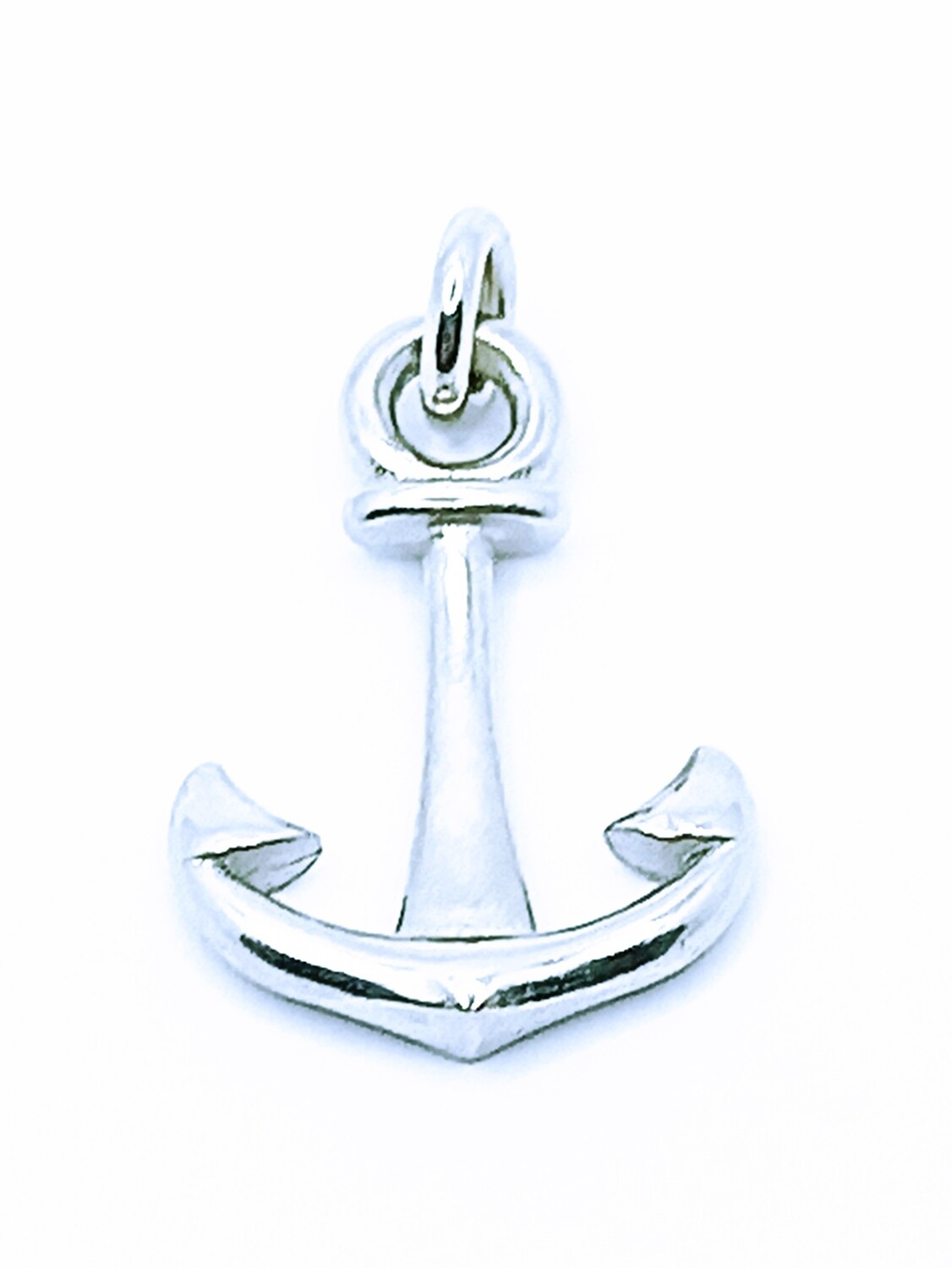 Silver 925 anker design pendant, MODEL-COLOR-SIZE: 1-White gold plated-Pendant size : 2.2x1.3cm