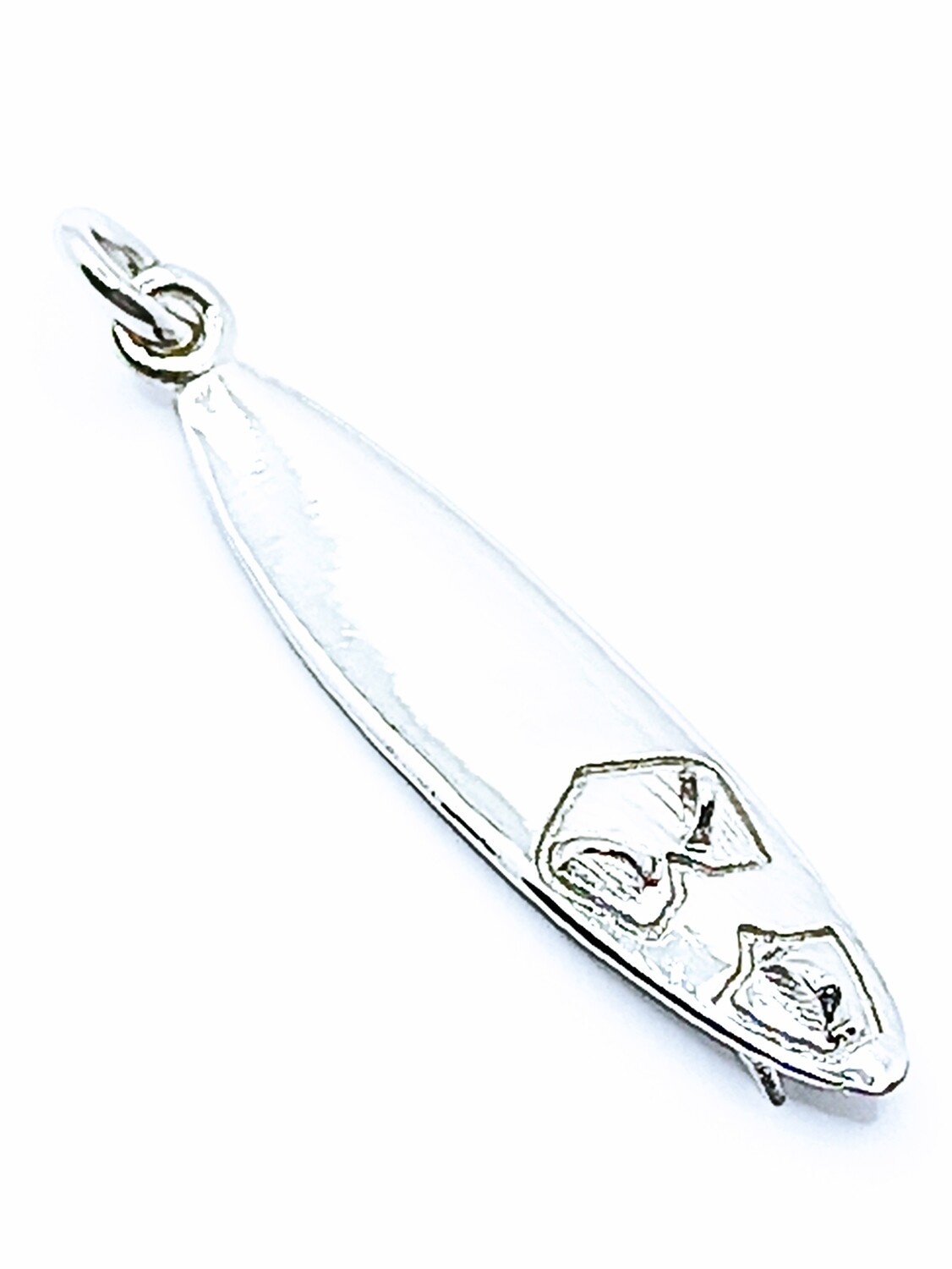 Silver 925 solid handmade surfboard pendant, COLOR: Material Finish 1: White gold plated