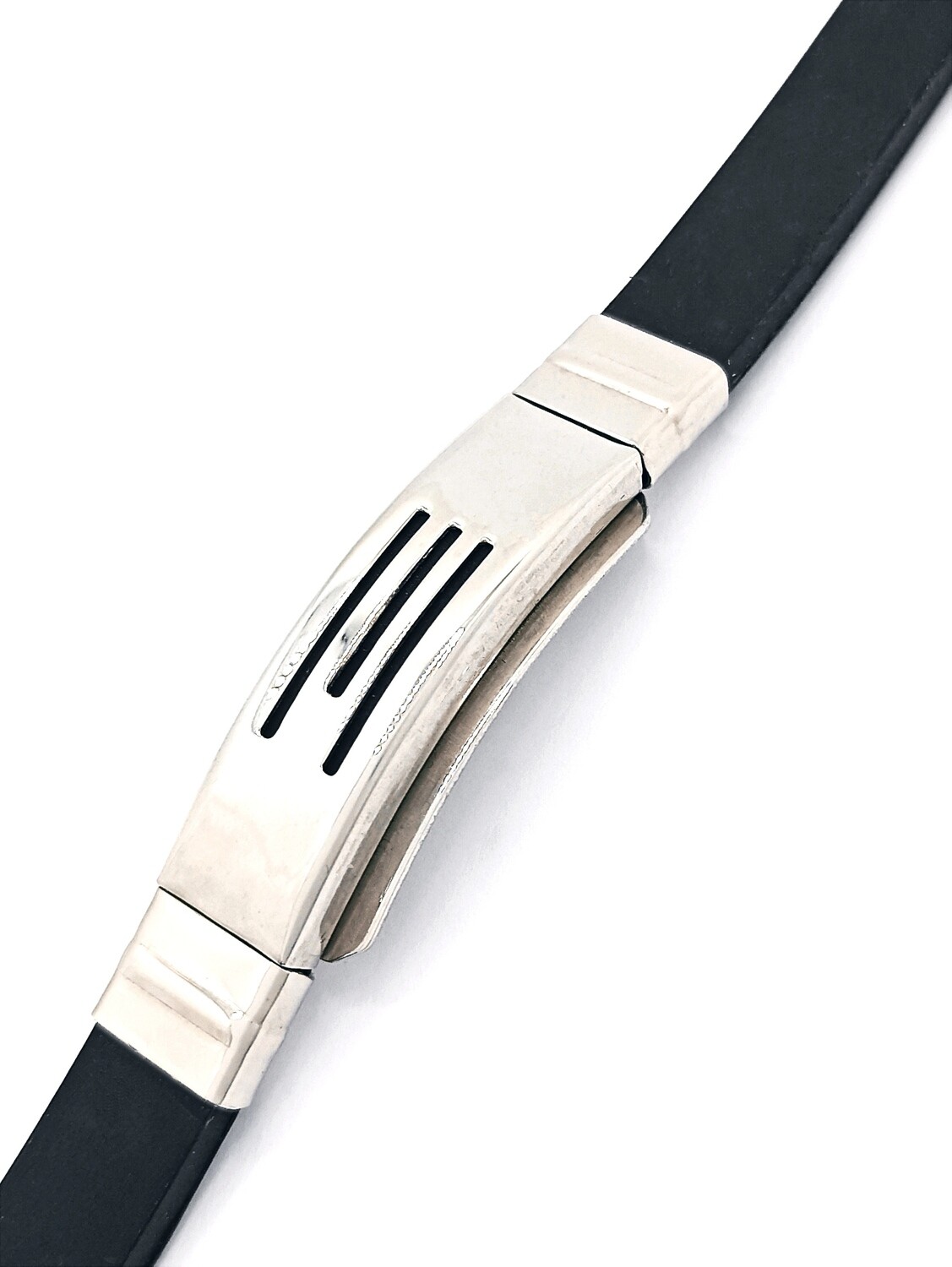 Stainless steel black silicone hand bracelet, MODEL DESIGN: 1 DESIGN