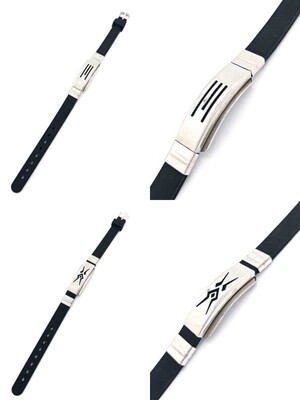 Stainless steel black silicone hand bracelet