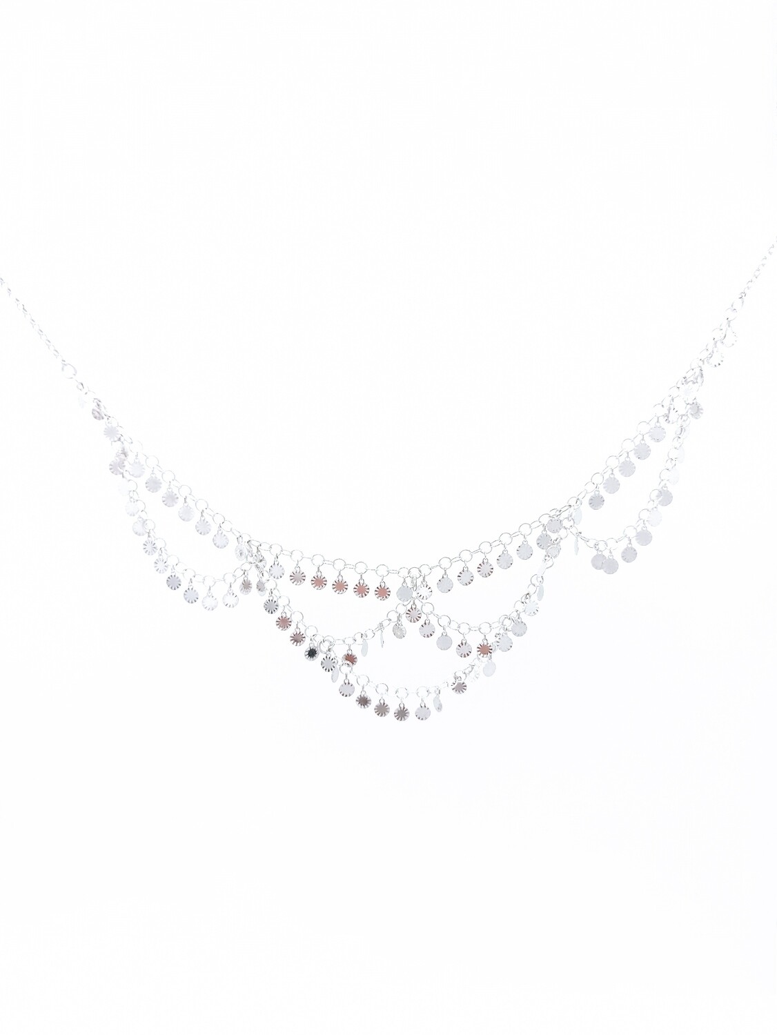 Silver 925 dangling small round necklace, MODEL-CHAIN LENGTH: 1-Chain Length: 40+5cm Adjustable