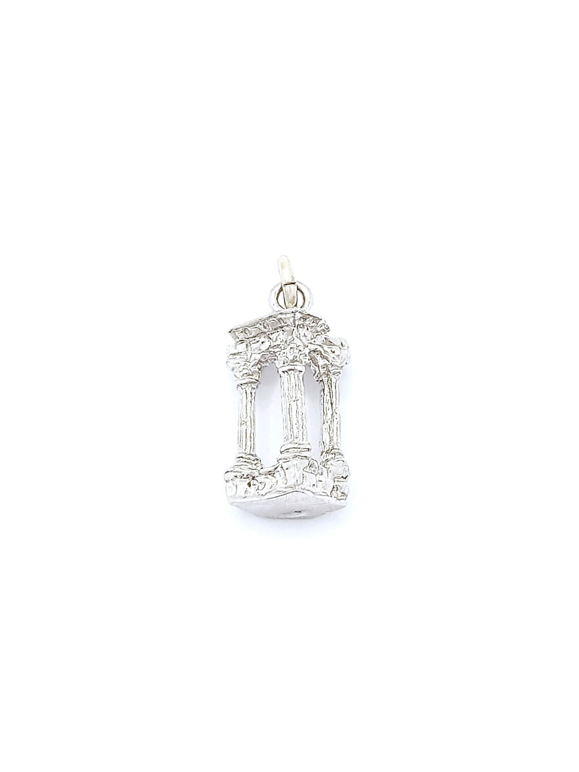 Silver 925 Ancient Greek Acropolis &amp; Parthenon pendant, MODEL-COLOR-SIZE-DESIGN: 1-White gold plated-Pendant size: 2.2x1.1cm-Acropolis of Athens &amp; Parthenon