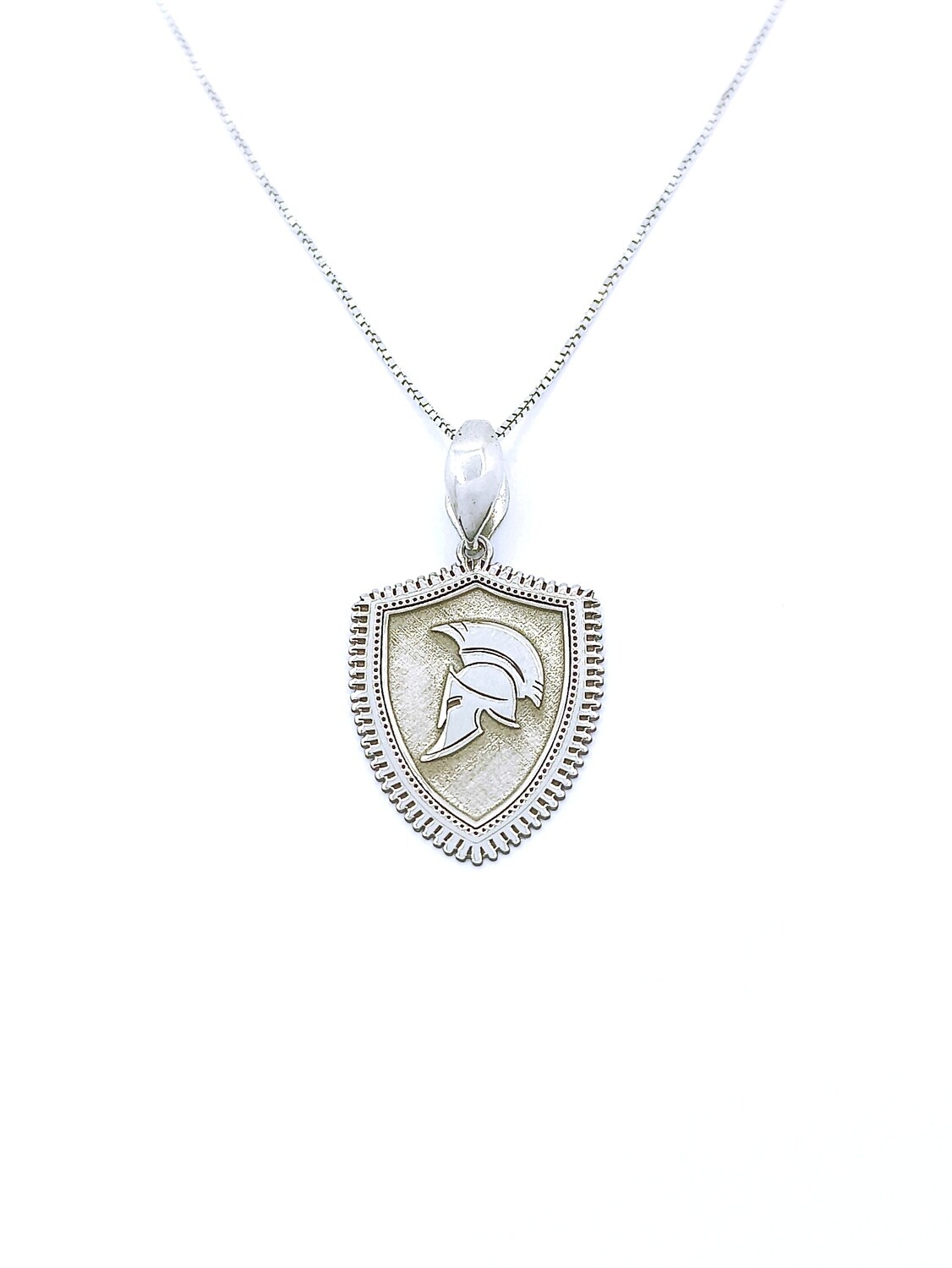 Silver 925 Spartan Gladiator Helmet shield necklace, MODEL-STONE COLOR-PENDANT SIZE-CHAIN LENGTH: 1-NO STONE-Pendant Height: 2.8cm-Width: 1.6cm-Chain Length: 45cm