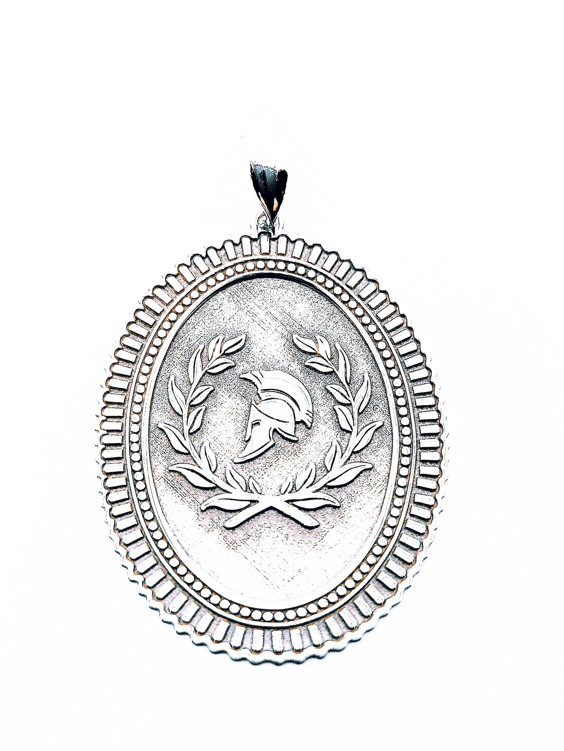 925 Silver Spartan laurel wreath pendant, MODEL-STONE COLOR-PENDANT SIZE-SILVER COLOR: 1-NO STONE-Pendant Height: 3.7cm-Width: 2.2cm-WHITE