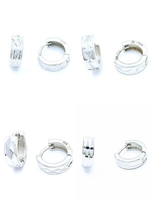 Silver 925 hoop earrings shiny diamond scratch surface