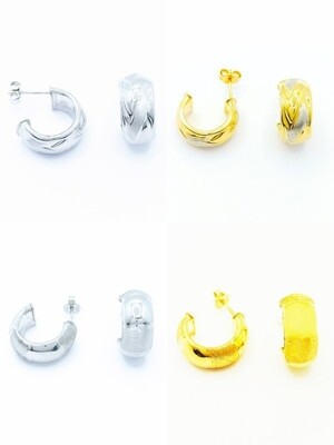 Silver 925 white or gold hoop earrings