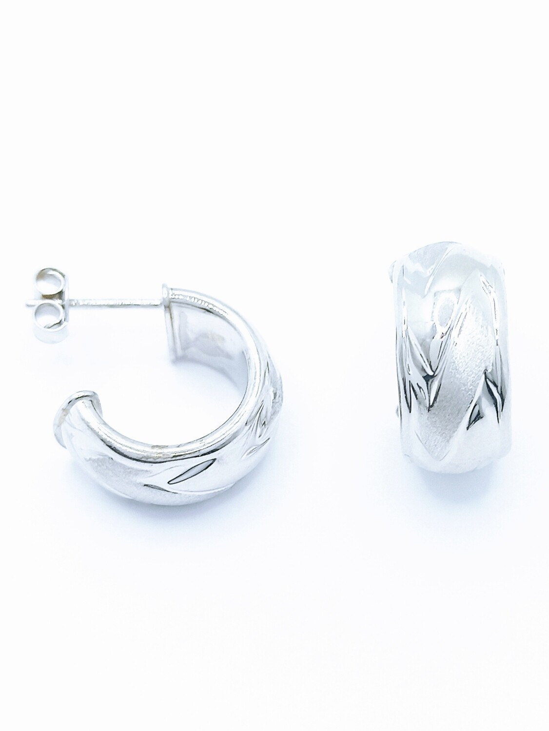 Silver 925 white or gold hoop earrings, COLOR: 1-White gold plated