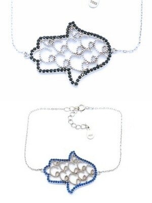Silver 925 big Hamsa (hand of fatima) hand bracelet