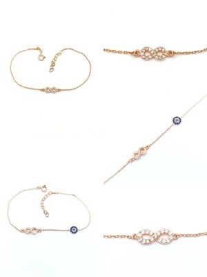 Silver 925 hand bracelet infinity design with stone