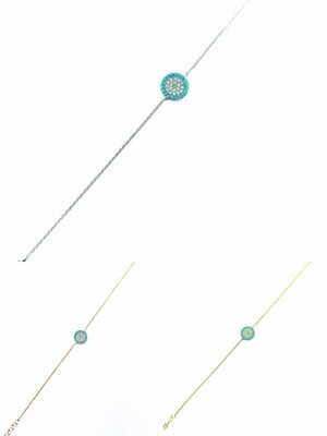 Silver 925 evil eye white &amp; turquoise hand bracelet 1.1cm