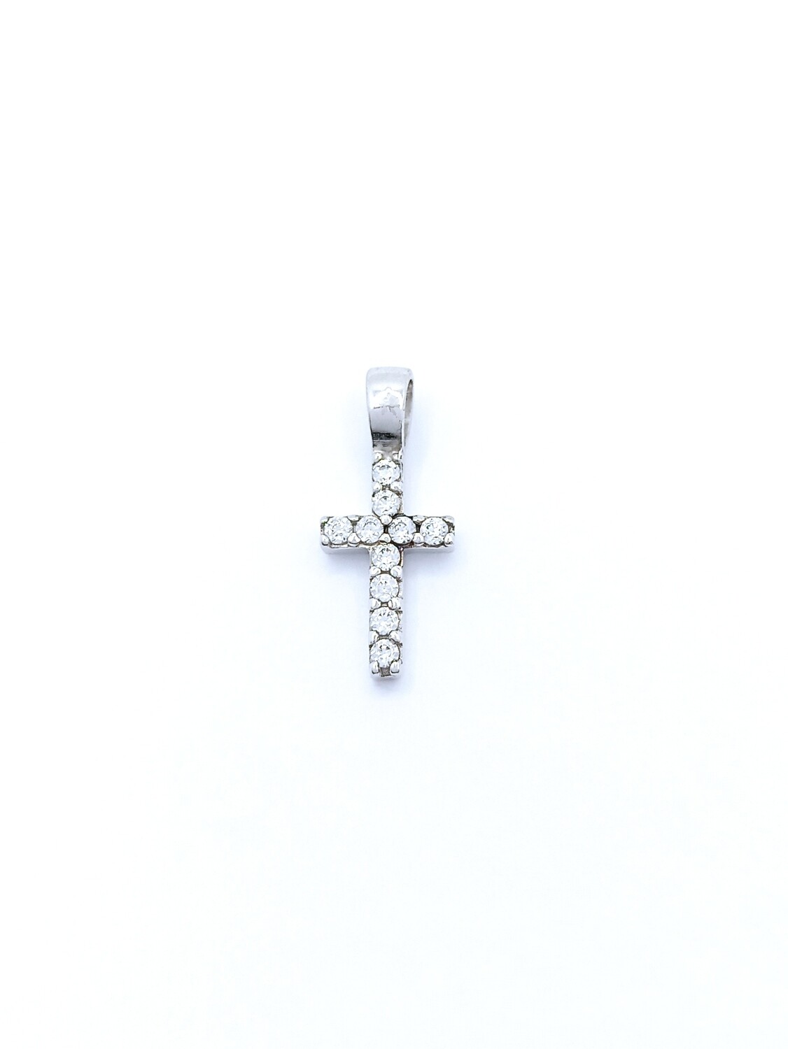 Silver 925 white or rose cross pendant, MODEL-COLOR-SIZE: 1-White gold plated-Pendant Lenght: 1.6cm-Width: 0.7cm