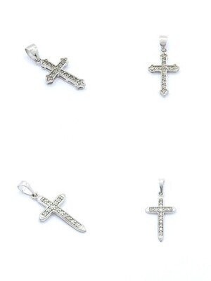 Silver 925 white stone cross pendant