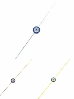 Silver 925 evil eye colorful stone hand bracelet 7mm