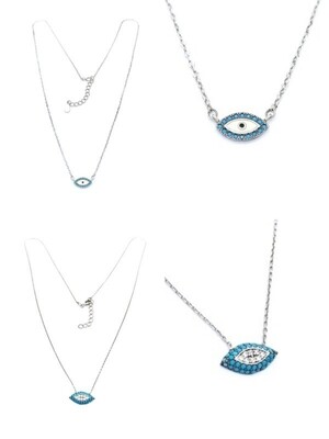 Silver 925 evil eye design necklace