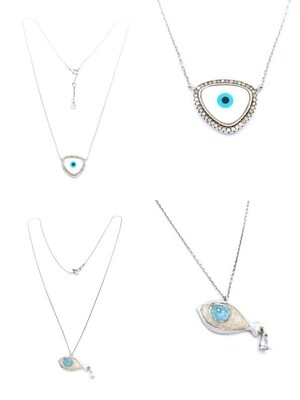 Silver 925 evil eye or fish fildisi necklace