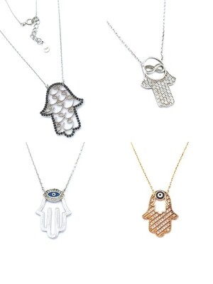 Silver 925 Hamsa(hand of fatima) &amp; infinity necklace