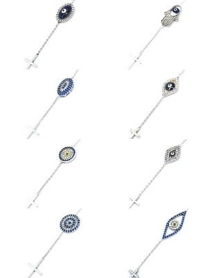 Silver 925 evil eye and cross bracelet