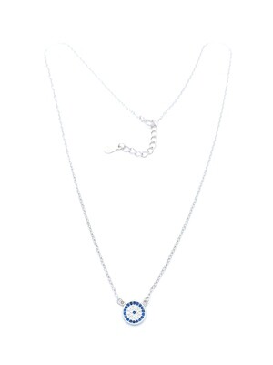 Silver 925 evil eye colorful stone necklace