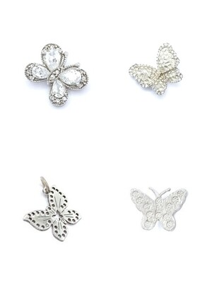 Silver 925 white stone butterfly pendant