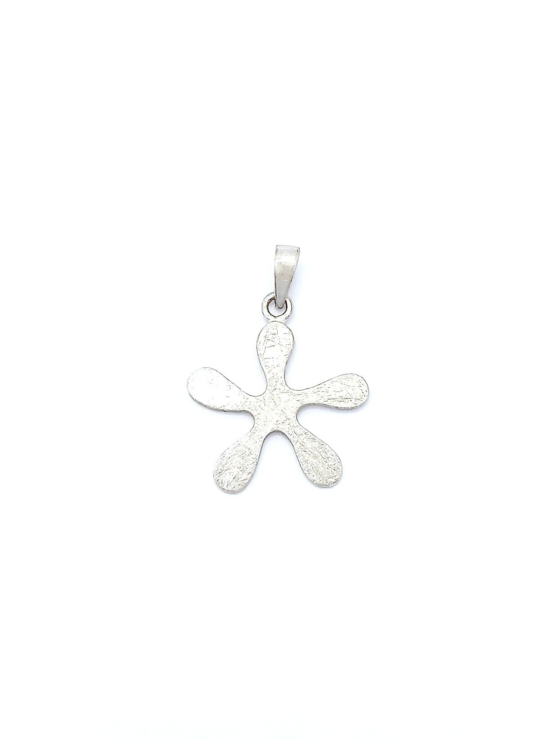 Silver 925 flower scratch surface pendant, MODEL-COLOR-SIZE: 1-White-Pendant height : 2.8cm-Width : 2.1cm