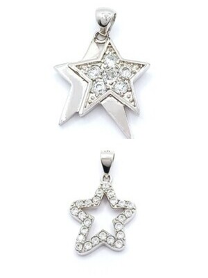 Silver 925 white stone star pendant