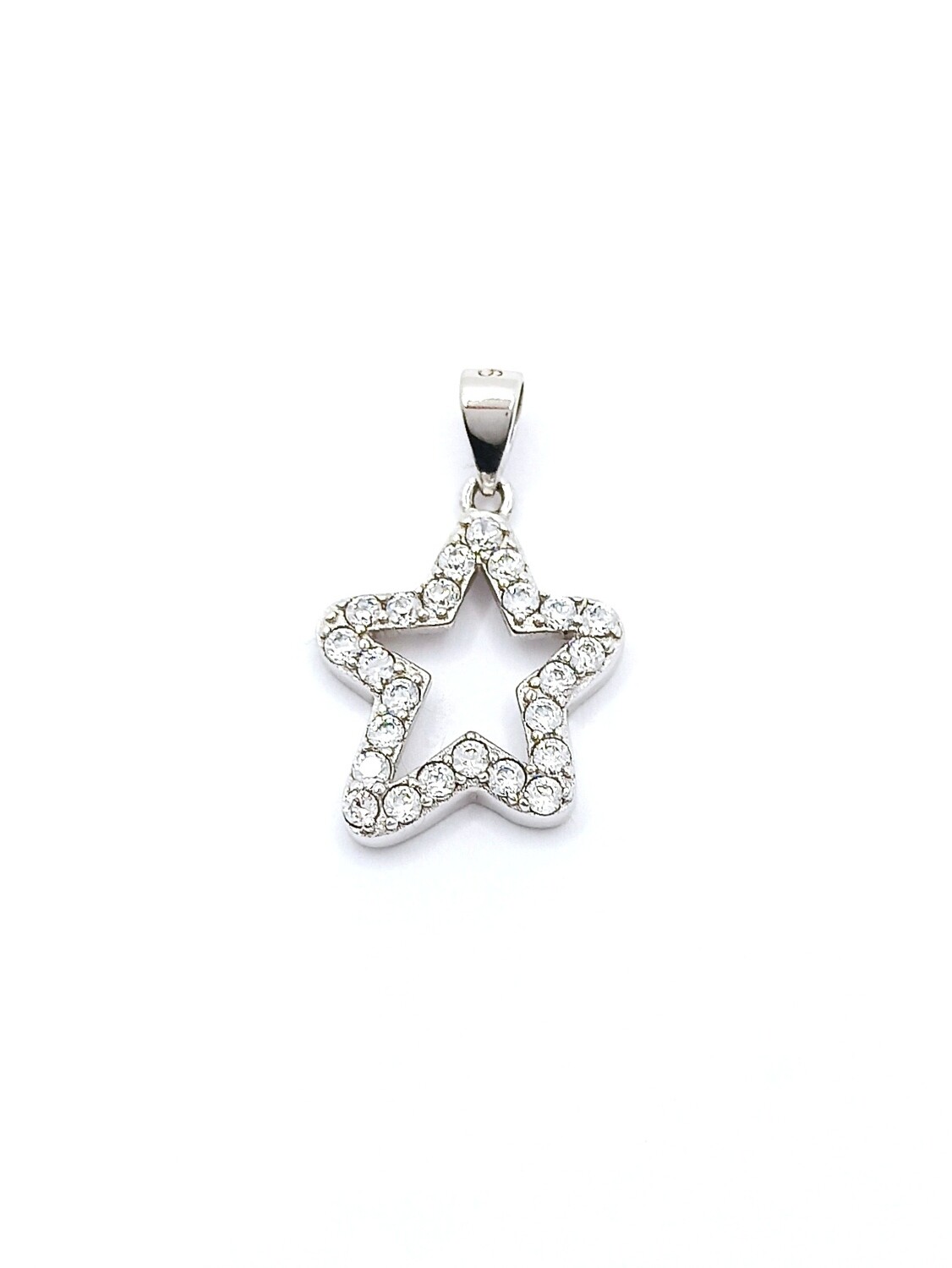 Silver 925 white stone star pendant, MODEL-SIZE: 1 Pendant height : 2.1cm-Width : 1.2cm