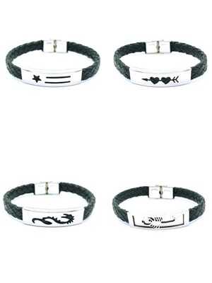 Stainless steel leather bracelet