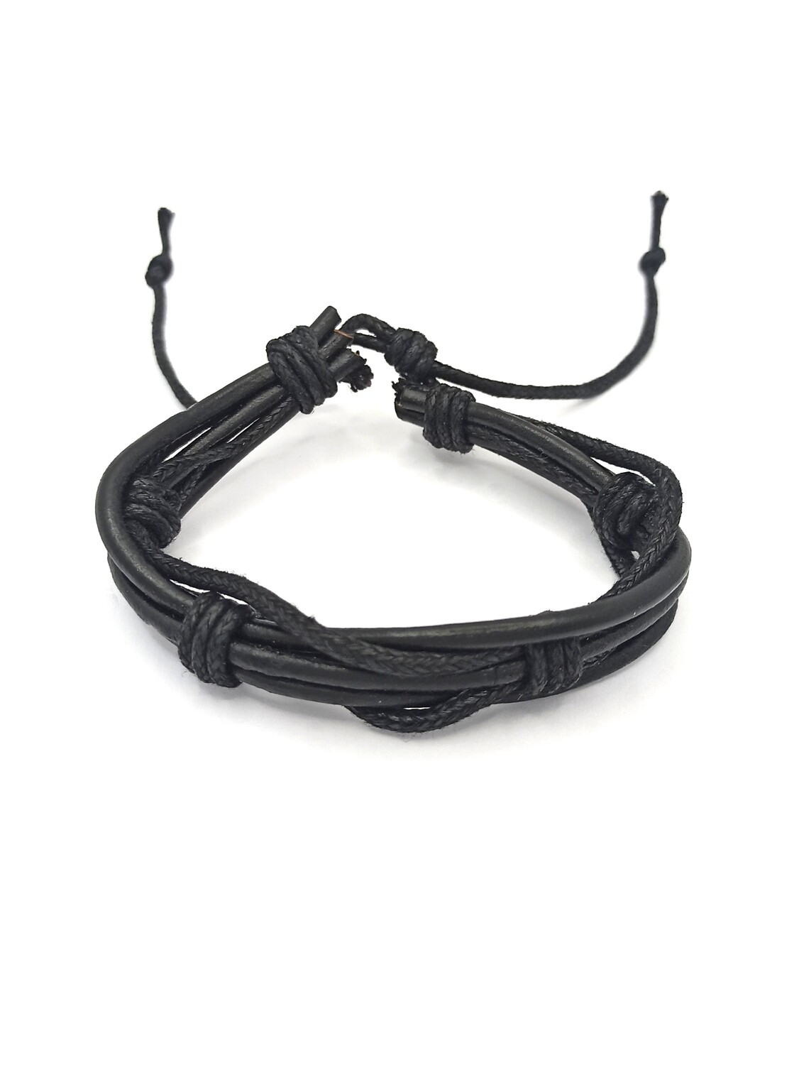 Leather hand bracelet, MODEL-BRACELET WIDTH-COLOR: 1-Width : 1cm-Bracelet Color : Black