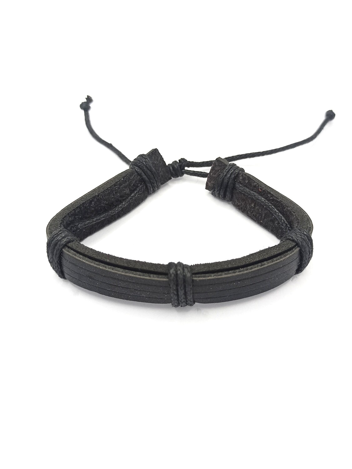 Leather hand bracelet, MODEL-BRACELET WIDTH-COLOR: 1-Width : 1.2cm-Bracelet Color : Black