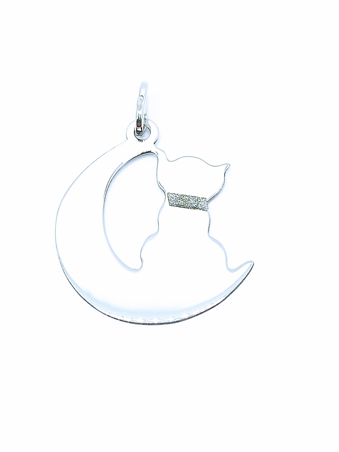 Silver 925 moon cat design pendant, MODEL-SIZE: 1-Pendant Height: 2.3cm-Width : 2cm