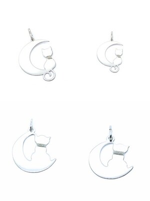 Silver 925 moon cat design pendant