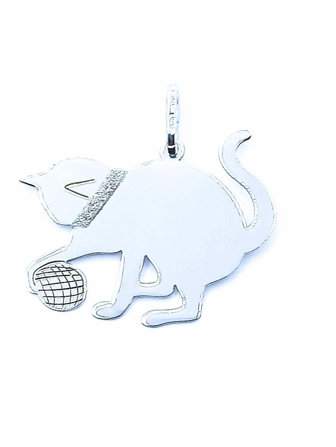 Silver 925 ball playing cat design pendant, MODEL-SIZE: 1-Pendant Height: 2.7cm-Width : 2.5cm