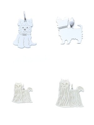 Silver 925 Yorkshire dog family pendant